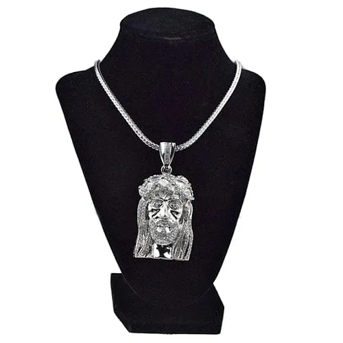 Bling Cartel Admin Necklaces Jesus Head Iced Flooded Out Silver Tone Franco Chain Necklace 36 Bling Cartel Admin Necklaces Jesus Head Iced Flooded Out Silver Tone Franco Chain Necklace 36