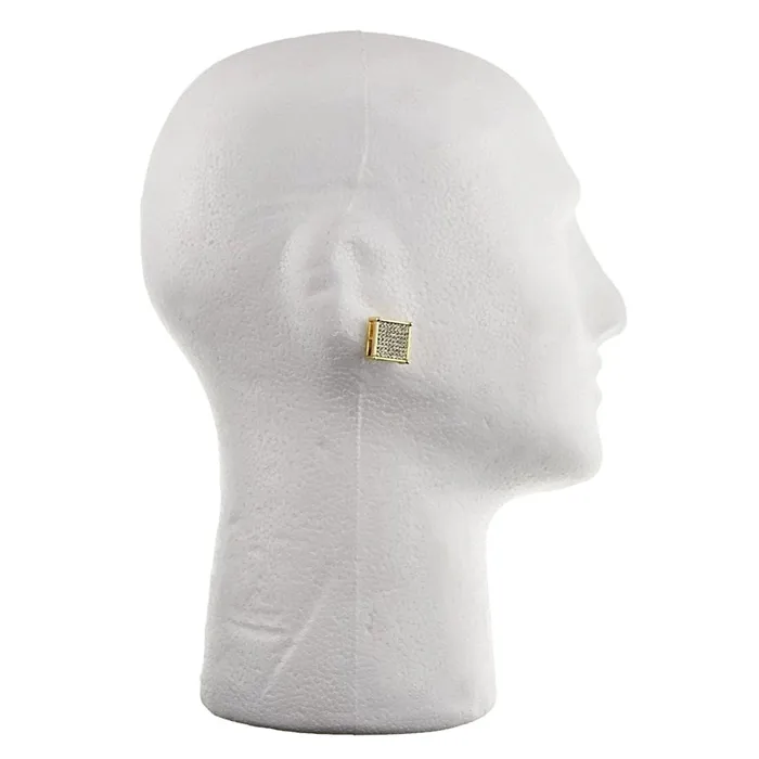 Bling Cartel Admin Square Iced Earrings Gold Finish 15MM Earrings