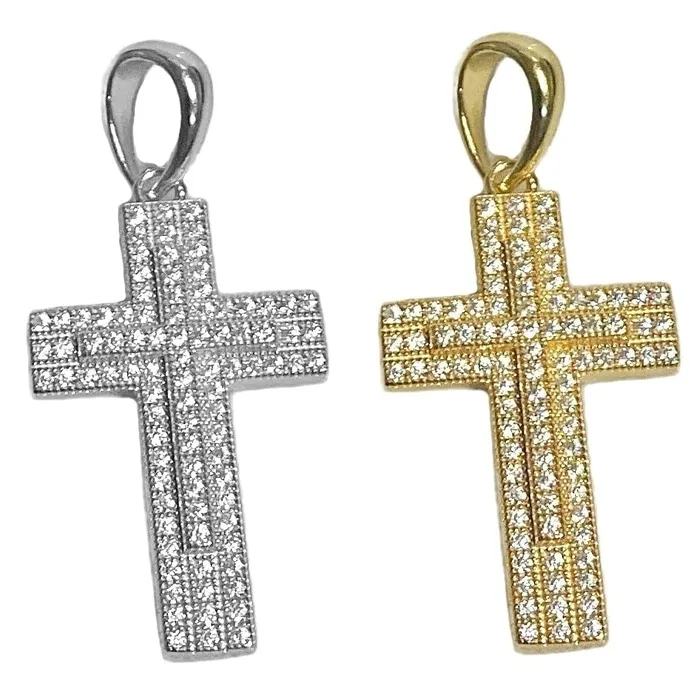 Bling Cartel Necklaces 14K Gold Plated 925 Sterling Silver VVS1 Moissanite 54CT Latin Cross Pendant Bling Cartel Necklaces 14K Gold Plated 925 Sterling Silver VVS1 Moissanite 54CT Latin Cross Pendant