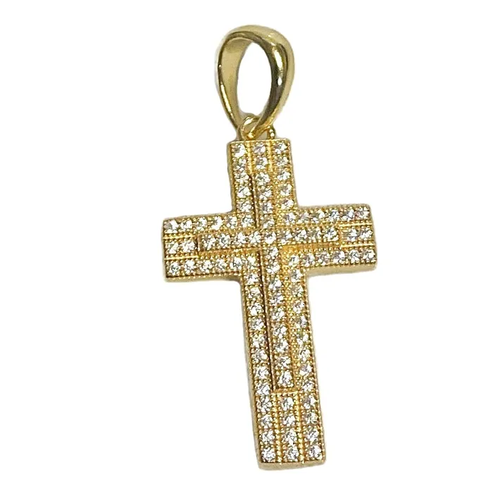 Bling Cartel Necklaces 14K Gold Plated 925 Sterling Silver VVS1 Moissanite 54CT Latin Cross Pendant Bling Cartel Necklaces 14K Gold Plated 925 Sterling Silver VVS1 Moissanite 54CT Latin Cross Pendant
