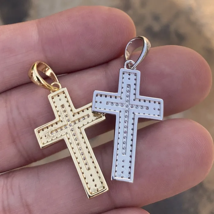 Bling Cartel Necklaces 14K Gold Plated 925 Sterling Silver VVS1 Moissanite 54CT Latin Cross Pendant Bling Cartel Necklaces 14K Gold Plated 925 Sterling Silver VVS1 Moissanite 54CT Latin Cross Pendant
