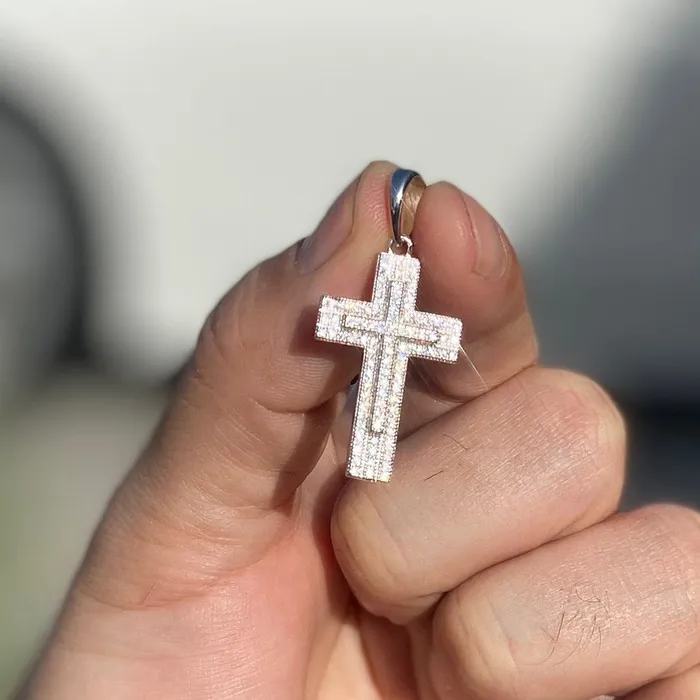 Bling Cartel Necklaces 14K Gold Plated 925 Sterling Silver VVS1 Moissanite 54CT Latin Cross Pendant Bling Cartel Necklaces 14K Gold Plated 925 Sterling Silver VVS1 Moissanite 54CT Latin Cross Pendant