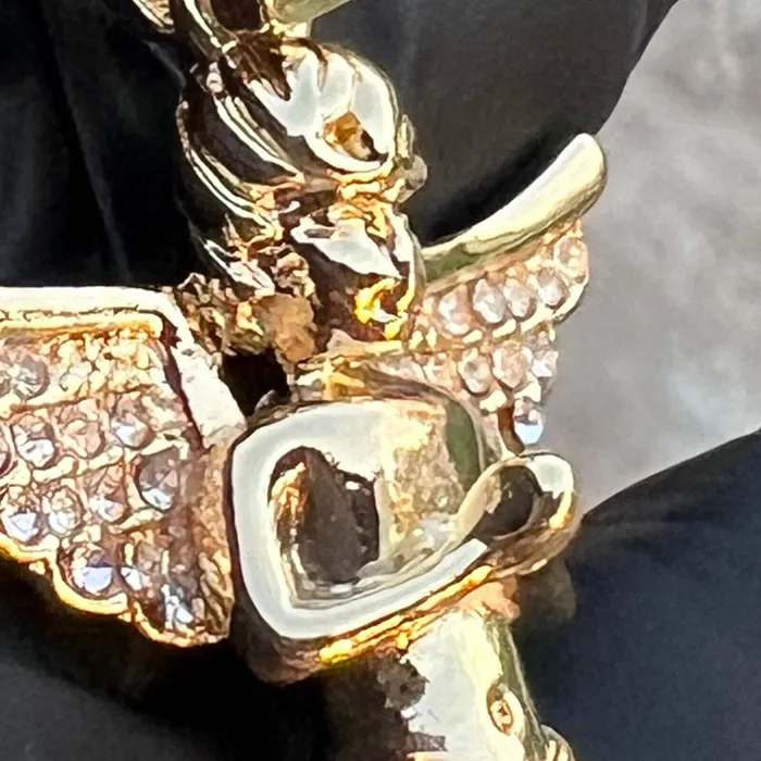 Bling Cartel Necklaces 14k Gold Plated Praying Angel Pendant Iced CZ Wings Rope Chain Necklace 24 Bling Cartel Necklaces 14k Gold Plated Praying Angel Pendant Iced CZ Wings Rope Chain Necklace 24