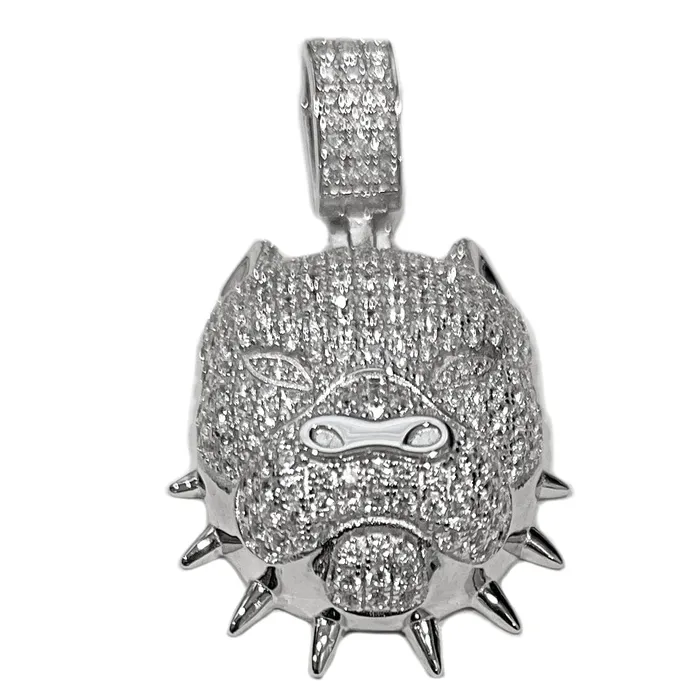 Bling Cartel Necklaces Real 925 Sterling Silver Pitbull Dog CZ Iced Bling Out Pit Bull Pendant Bling Cartel Necklaces Real 925 Sterling Silver Pitbull Dog CZ Iced Bling Out Pit Bull Pendant