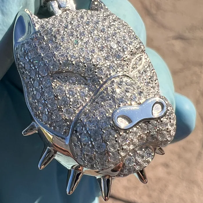 Bling Cartel Necklaces Real 925 Sterling Silver Pitbull Dog CZ Iced Bling Out Pit Bull Pendant Bling Cartel Necklaces Real 925 Sterling Silver Pitbull Dog CZ Iced Bling Out Pit Bull Pendant