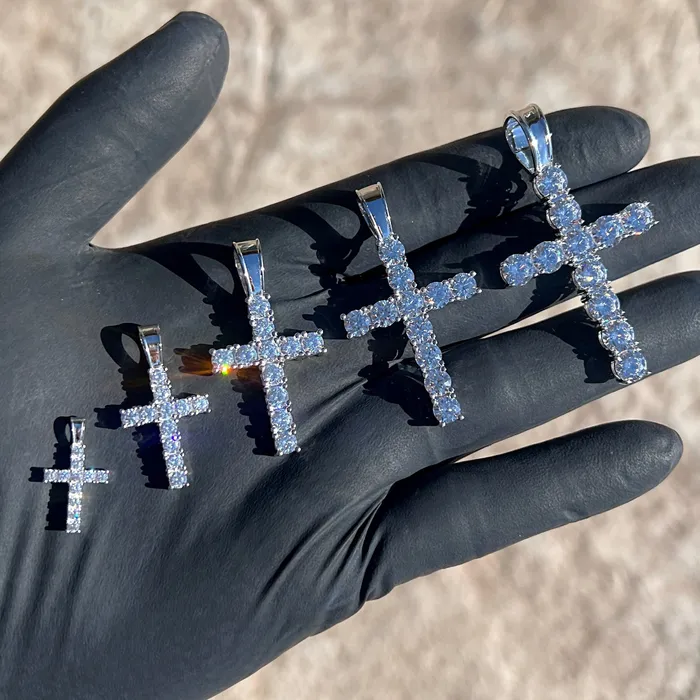 Bling Cartel Necklaces Real Solid 925 Sterling Silver Tennis Cross Pendant Iced Flooded Out CZ Bling Cartel Necklaces Real Solid 925 Sterling Silver Tennis Cross Pendant Iced Flooded Out CZ