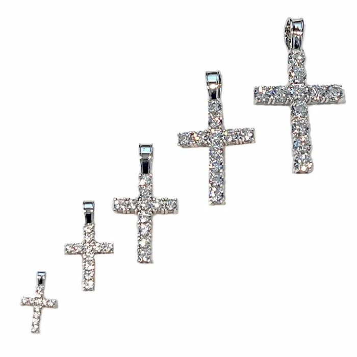 Bling Cartel Necklaces Real Solid 925 Sterling Silver Tennis Cross Pendant Iced Flooded Out CZ