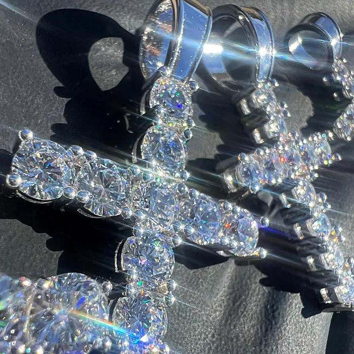 Bling Cartel Necklaces Real Solid 925 Sterling Silver Tennis Cross Pendant Iced Flooded Out CZ