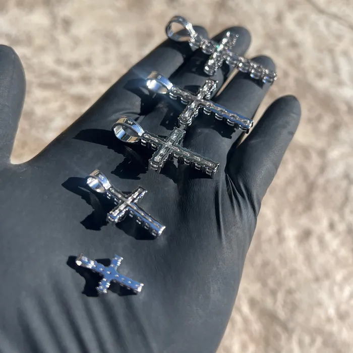 Bling Cartel Necklaces Real Solid 925 Sterling Silver Tennis Cross Pendant Iced Flooded Out CZ