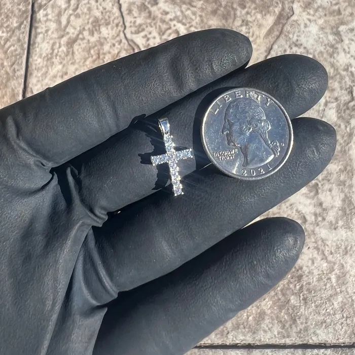 Bling Cartel Necklaces Real Solid 925 Sterling Silver Tennis Cross Pendant Iced Flooded Out CZ
