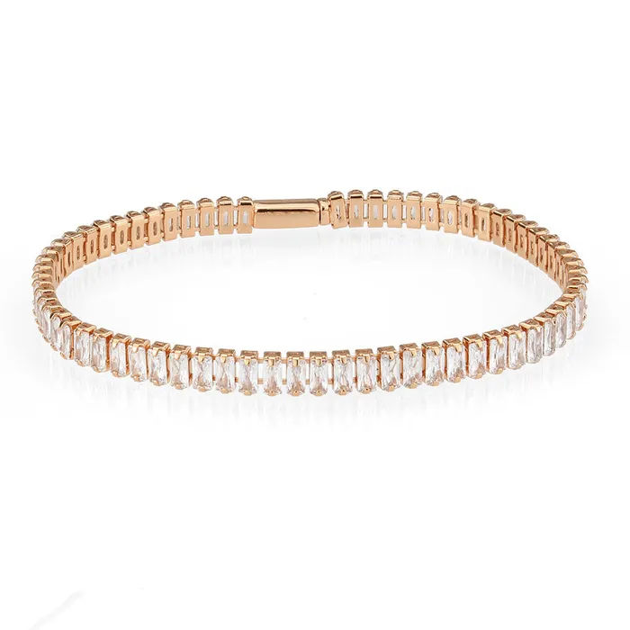 Bracelets Alamode 3W1702 Rose Gold Brass Bracelet with AAA Grade CZ in Clear