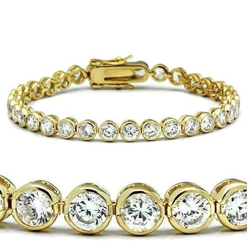 Bracelets Alamode 47202 Gold Brass Bracelet with AAA Grade CZ in Clear