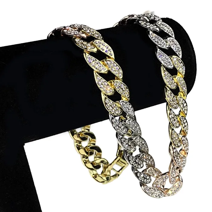 Bracelets Bling Cartel Admin TriTone 18 x 18MM Iced Cuban Link Choker Chain Bracelet Set