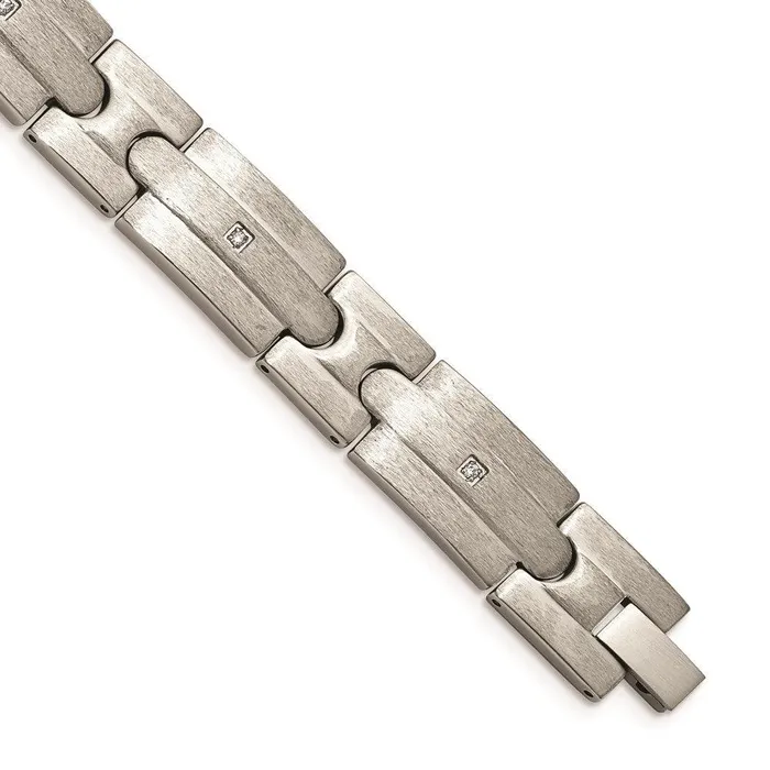 Bracelets Chisel Stainless Steel Brushed CZs Bracelet