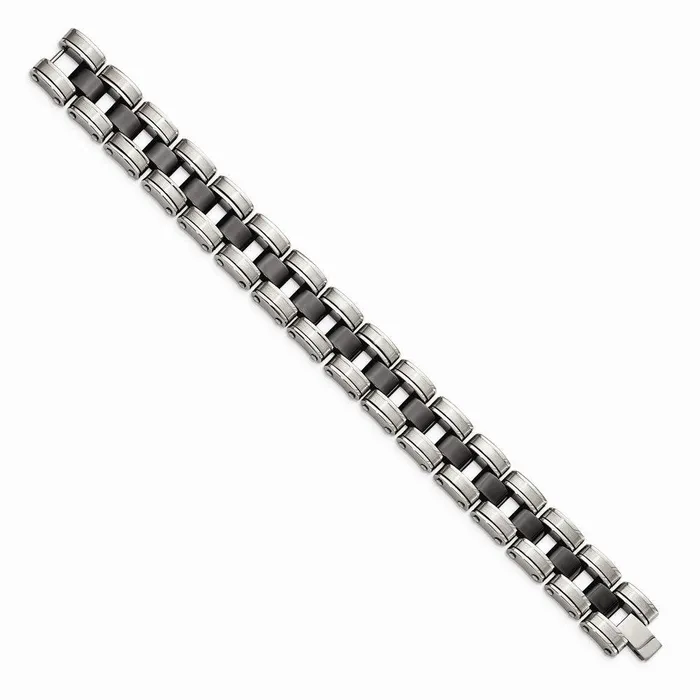 Bracelets Chisel Stainless Steel Brushed Polished wBlack Ceramic Link Bracelet Bracelets Chisel Stainless Steel Brushed Polished wBlack Ceramic Link Bracelet