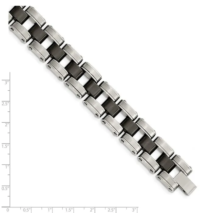 Bracelets Chisel Stainless Steel Brushed Polished wBlack Ceramic Link Bracelet Bracelets Chisel Stainless Steel Brushed Polished wBlack Ceramic Link Bracelet