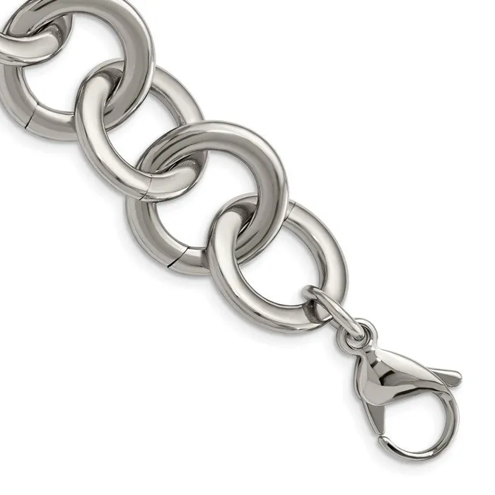 Bracelets Chisel Stainless Steel Polished Circle Link 75 inch w 1inch ext Bracelet Bracelets Chisel Stainless Steel Polished Circle Link 75 inch w 1inch ext Bracelet