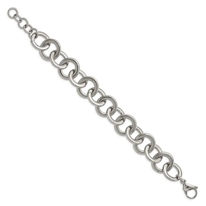 Bracelets Chisel Stainless Steel Polished Circle Link 75 inch w 1inch ext Bracelet Bracelets Chisel Stainless Steel Polished Circle Link 75 inch w 1inch ext Bracelet