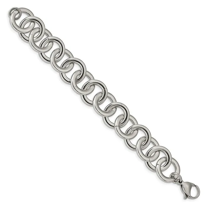 Bracelets Chisel Stainless Steel Polished Circle Link 75 inch w 1inch ext Bracelet Bracelets Chisel Stainless Steel Polished Circle Link 75 inch w 1inch ext Bracelet
