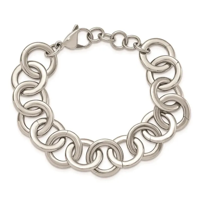 Bracelets Chisel Stainless Steel Polished Circle Link 75 inch w 1inch ext Bracelet Bracelets Chisel Stainless Steel Polished Circle Link 75 inch w 1inch ext Bracelet