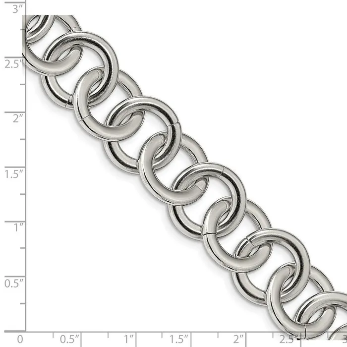 Bracelets Chisel Stainless Steel Polished Circle Link 75 inch w 1inch ext Bracelet Bracelets Chisel Stainless Steel Polished Circle Link 75 inch w 1inch ext Bracelet