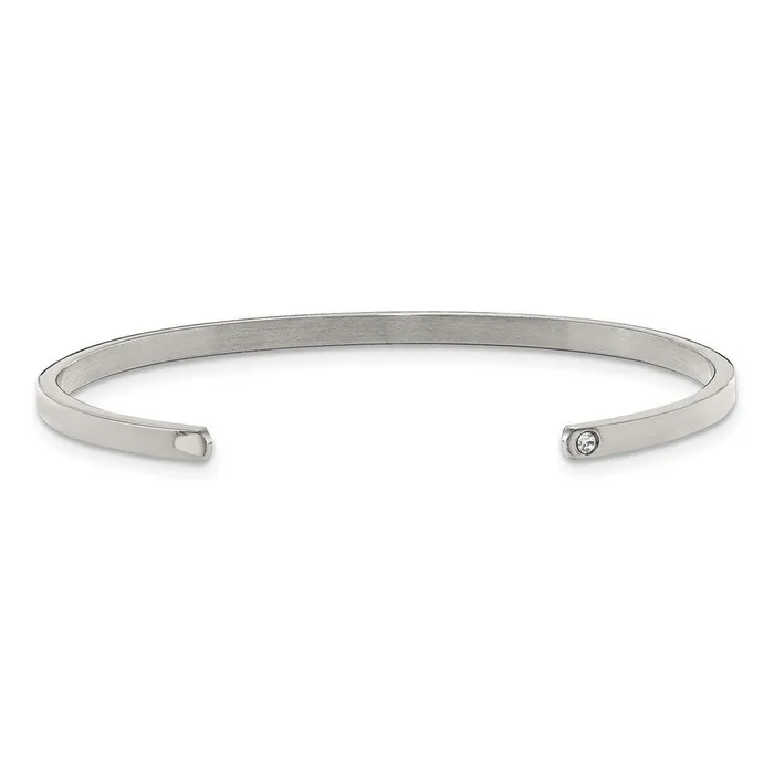 Bracelets Chisel Stainless Steel Polished Love CZ 3mm Cuff Bangle Bracelets Chisel Stainless Steel Polished Love CZ 3mm Cuff Bangle