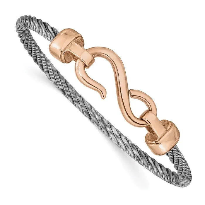 Bracelets Chisel Stainless Steel Polished Rose IPplated Hook Flexible Bangle Bracelets Chisel Stainless Steel Polished Rose IPplated Hook Flexible Bangle