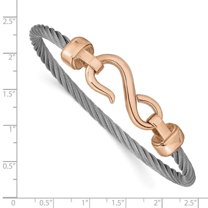 Bracelets Chisel Stainless Steel Polished Rose IPplated Hook Flexible Bangle Bracelets Chisel Stainless Steel Polished Rose IPplated Hook Flexible Bangle