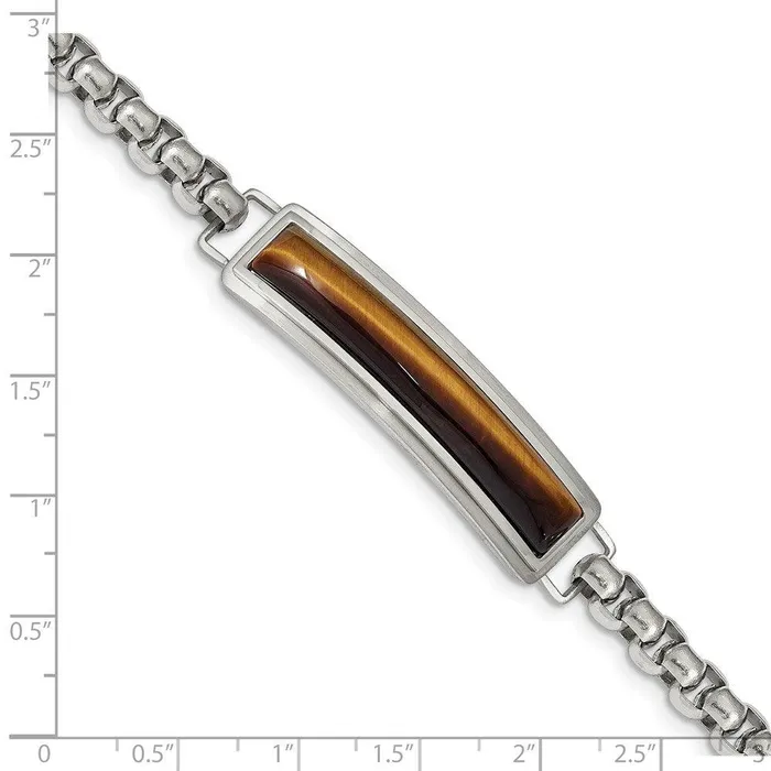 Bracelets Chisel Stainless Steel Polished with Tigers Eye 85in ID Bracelet Bracelets Chisel Stainless Steel Polished with Tigers Eye 85in ID Bracelet