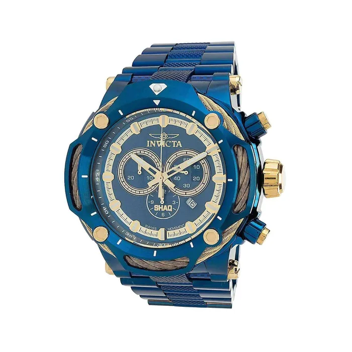 Bracelets Invicta Invicta Mens Chronograph Watch Shaq Quartz Blue and Gold Tone Dial Bracelet 37022 Bracelets Invicta Invicta Mens Chronograph Watch Shaq Quartz Blue and Gold Tone Dial Bracelet 37022