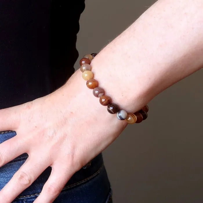 Bracelets Sardonyx Bracelet Brown Trailblazer Journey Stone Satin Crystals