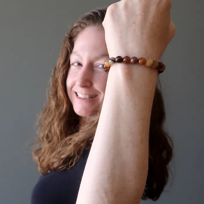 Bracelets Sardonyx Bracelet Brown Trailblazer Journey Stone Satin Crystals