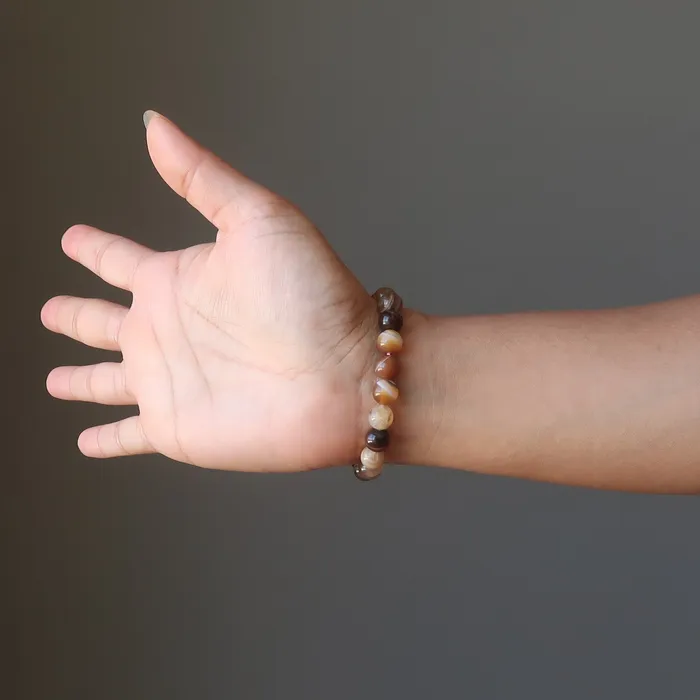 Bracelets Sardonyx Bracelet Brown Trailblazer Journey Stone Satin Crystals