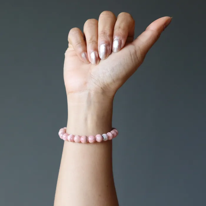 Bracelets Satin Crystals Rhodochrosite Bracelet Pink Soulmates Stone