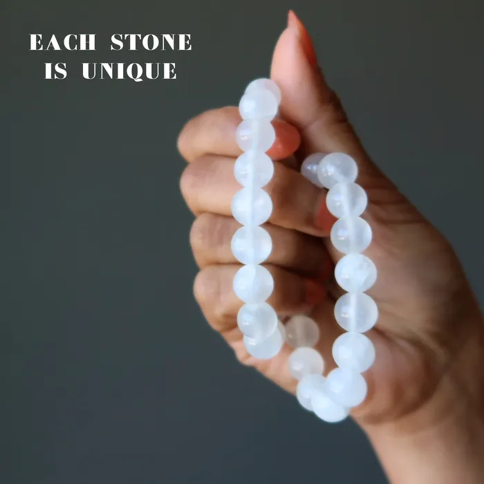 Bracelets Satin Crystals White Calcite Bracelet Dream Confidence Gems