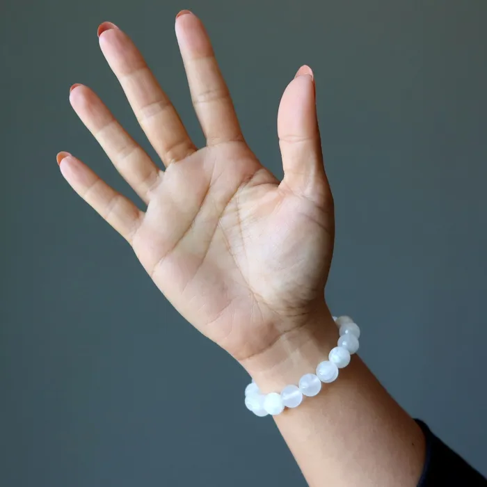 Bracelets Satin Crystals White Calcite Bracelet Dream Confidence Gems