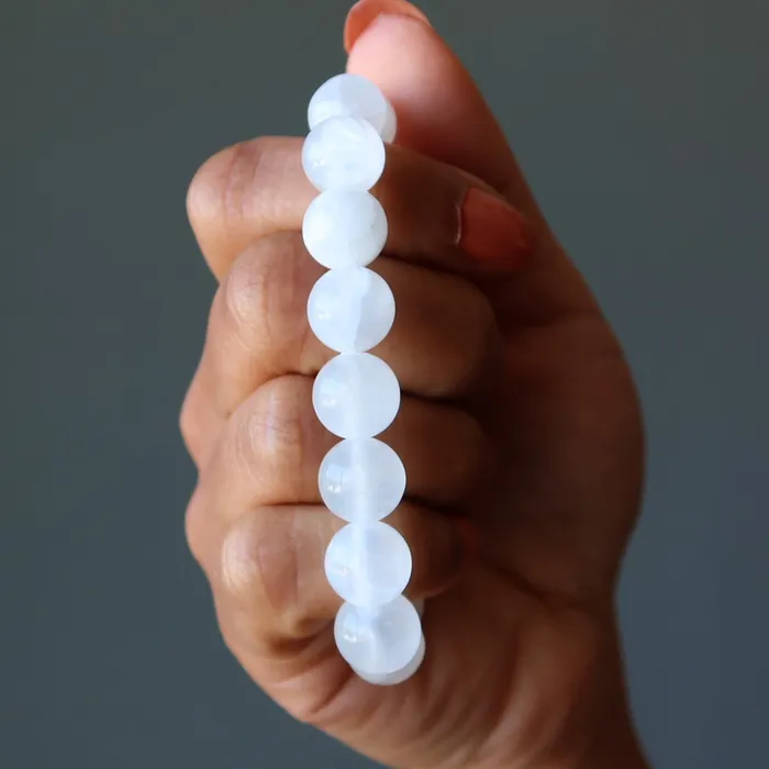 Bracelets Satin Crystals White Calcite Bracelet Dream Confidence Gems