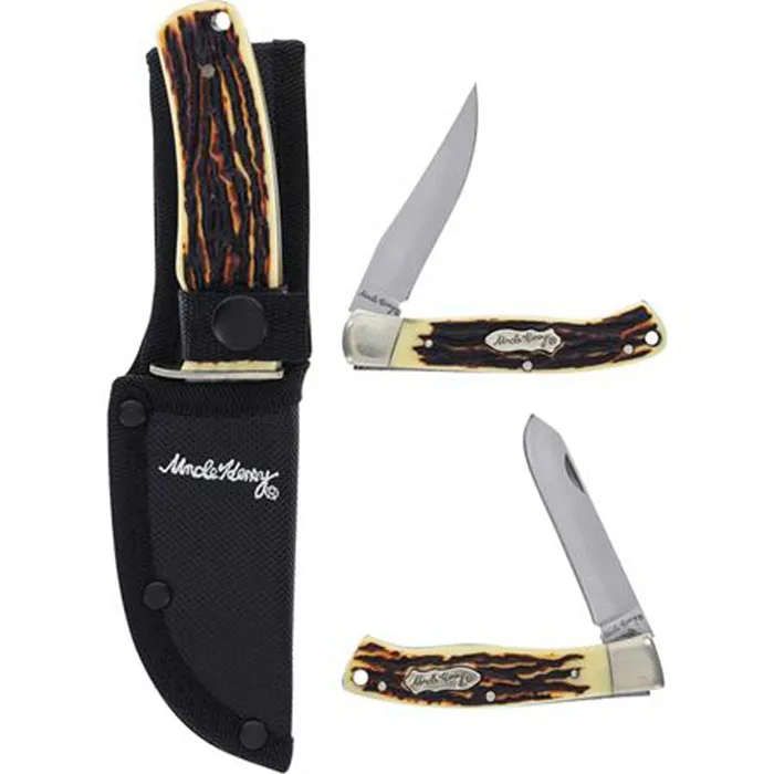 Bracelets Schrade Schrade Knife Gift Set Uncle Henry Staglon Handle Stainless Steel Blade 1183282 Bracelets Schrade Schrade Knife Gift Set Uncle Henry Staglon Handle Stainless Steel Blade 1183282
