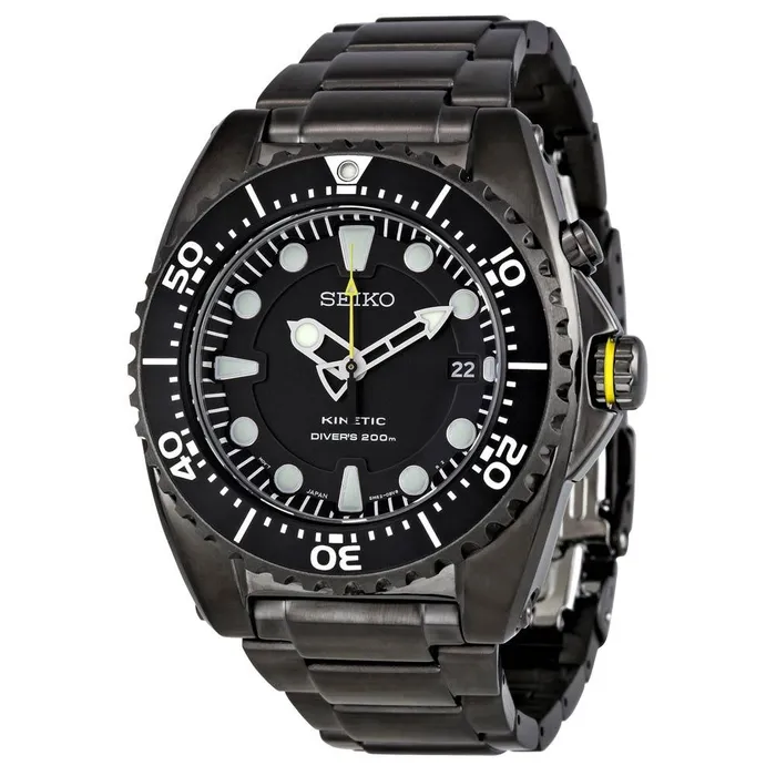 Bracelets Seiko Seiko SKA427P1 Mens Kinetic Divers Black Dial Black IP Steel Bracelet Dive Watch Bracelets Seiko Seiko SKA427P1 Mens Kinetic Divers Black Dial Black IP Steel Bracelet Dive Watch