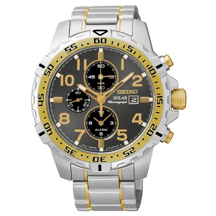 Bracelets Seiko Seiko SSC304 Mens Core Solar Grey Dial Two Tone Bracelet Chronograph Alarm Watch Bracelets Seiko Seiko SSC304 Mens Core Solar Grey Dial Two Tone Bracelet Chronograph Alarm Watch
