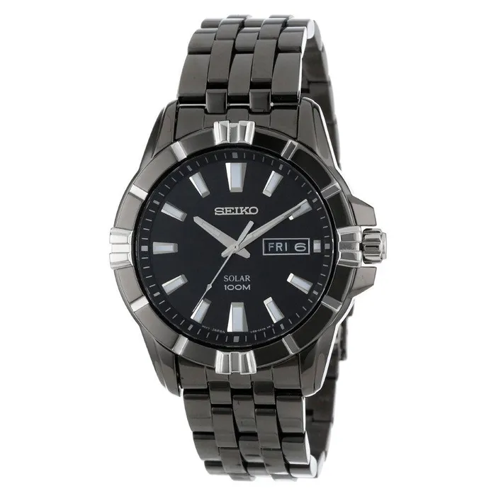 Bracelets Seiko SNE177 Mens Solar Black Dial Black IP Steel Bracelet Quartz Watch Seiko Bracelets Seiko SNE177 Mens Solar Black Dial Black IP Steel Bracelet Quartz Watch Seiko