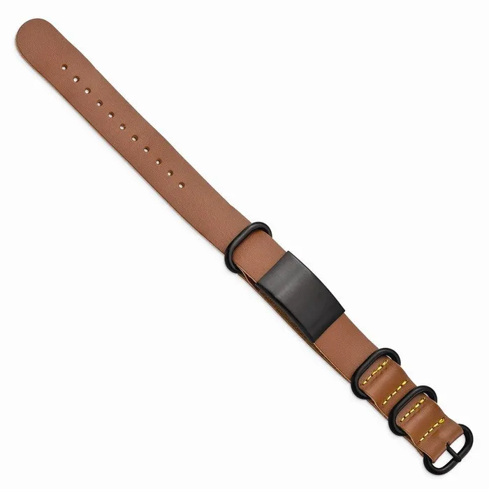 Bracelets Stainless Steel Brushed Black IP Brown Leather Adj ID Bracelet Chisel Bracelets Stainless Steel Brushed Black IP Brown Leather Adj ID Bracelet Chisel