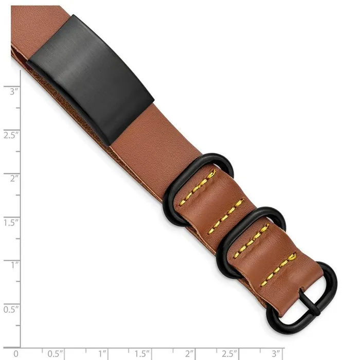 Bracelets Stainless Steel Brushed Black IP Brown Leather Adj ID Bracelet Chisel Bracelets Stainless Steel Brushed Black IP Brown Leather Adj ID Bracelet Chisel