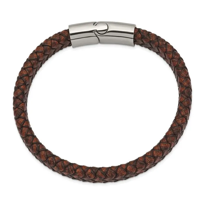 Bracelets Stainless Steel Polished Brown Leather 1150mm 85in Bracelet Chisel Bracelets Stainless Steel Polished Brown Leather 1150mm 85in Bracelet Chisel