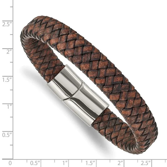Bracelets Stainless Steel Polished Brown Leather 1150mm 85in Bracelet Chisel Bracelets Stainless Steel Polished Brown Leather 1150mm 85in Bracelet Chisel