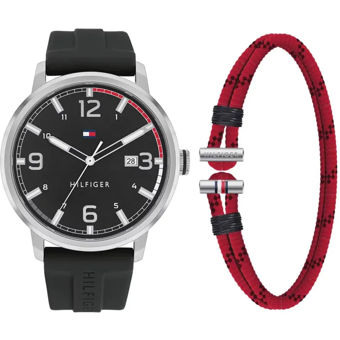 Bracelets Tommy Hilfiger Tommy Hilfiger Mens Watch and Bracelet Set Essentials Quartz Black Dial 2770139 Bracelets Tommy Hilfiger Tommy Hilfiger Mens Watch and Bracelet Set Essentials Quartz Black Dial 2770139