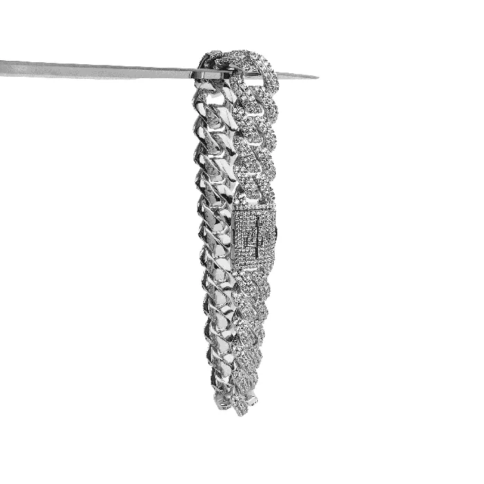 Bracelets VVS Jewelry VVS Jewelry 12MM White Gold Prong Cuban Bracelet
