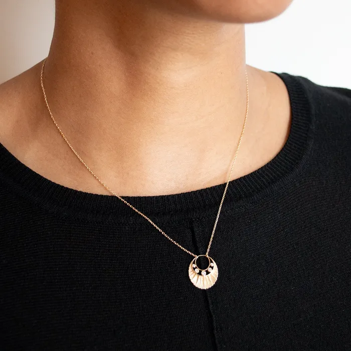 Celine DAoust Necklaces Five Diamond Moon Crescent Necklace