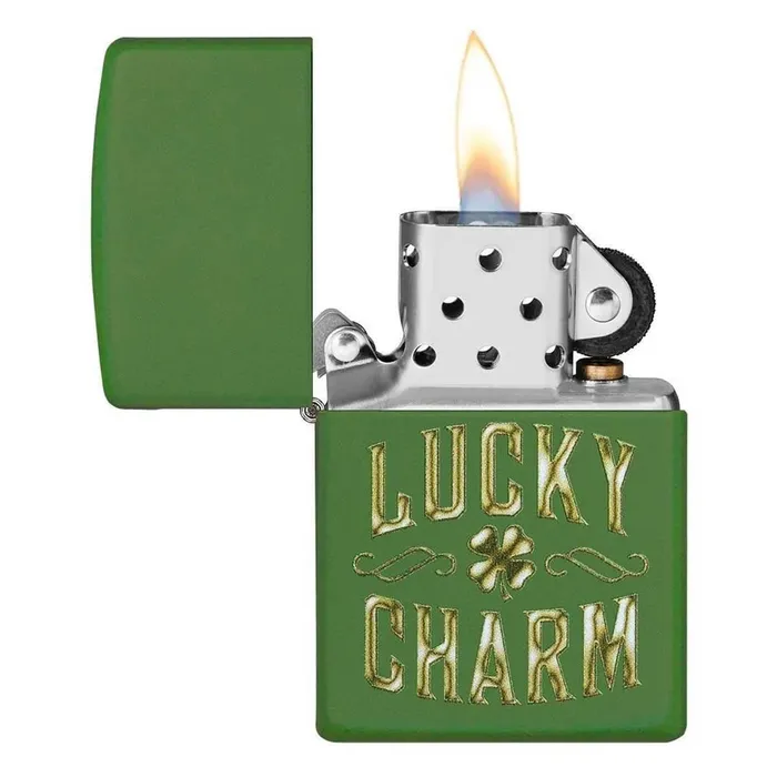 Charm Necklaces Zippo Zippo Windproof Lighter Lucky Charm Design Matte Moss Green 49138