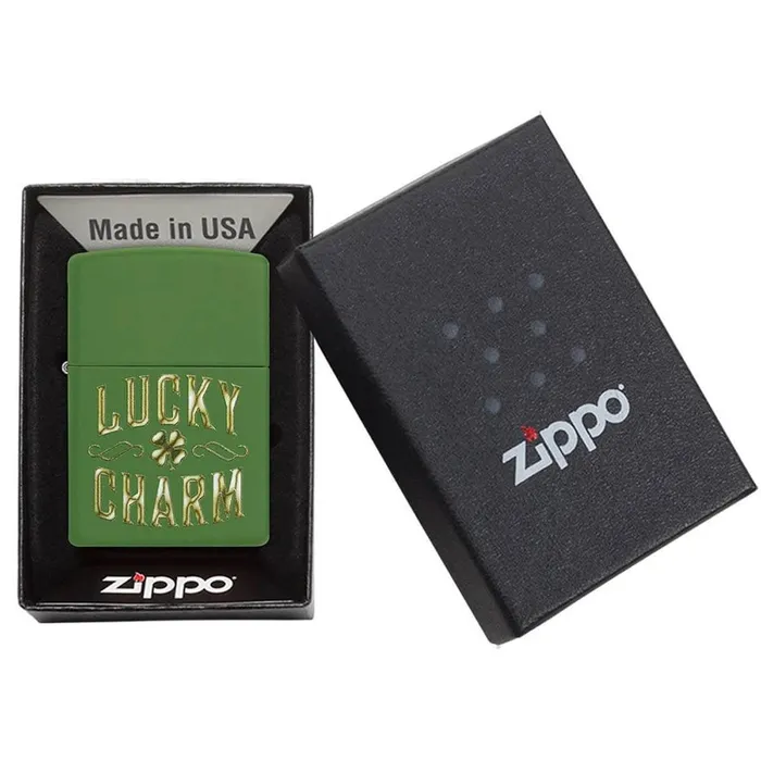 Charm Necklaces Zippo Zippo Windproof Lighter Lucky Charm Design Matte Moss Green 49138